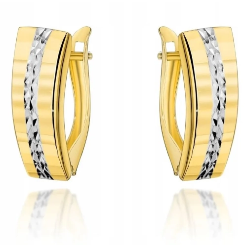 KOLCZYKI ZŁOTE 585 ANGIELSKIE ZAPIĘCIE + GRAWER