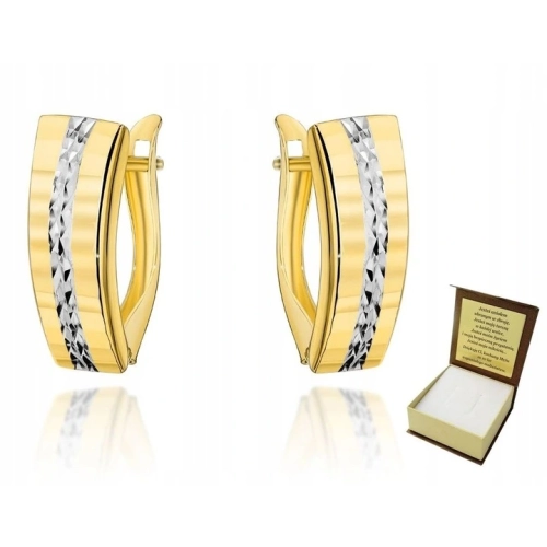 KOLCZYKI ZŁOTE 585 ANGIELSKIE ZAPIĘCIE + GRAWER